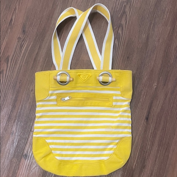 ROXY Vintage Yellow Striped Tote Bag!EXCELLENT - Picture 1 of 6
